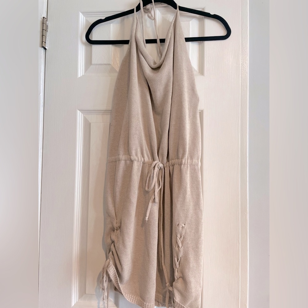 Cream halter beach dress L